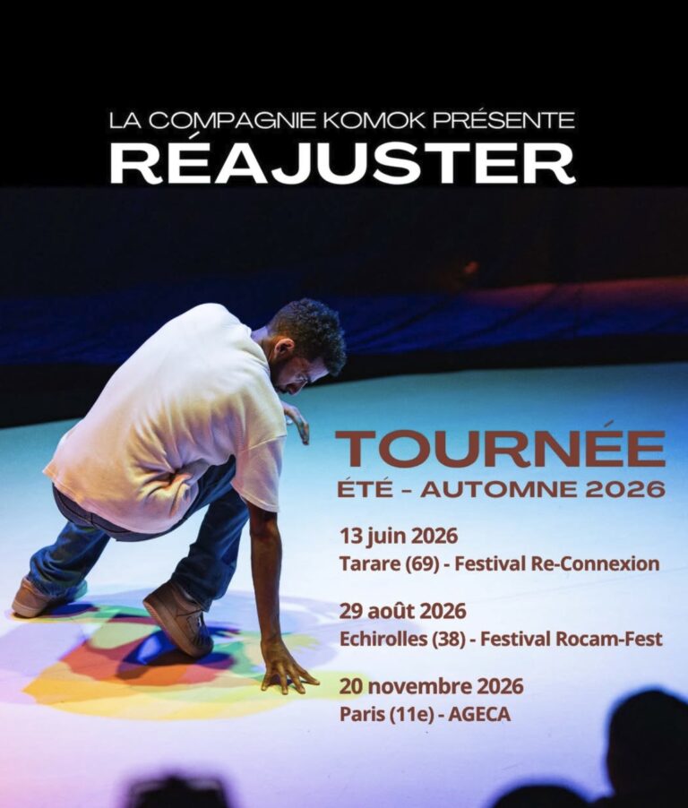 Affiche de la tournée Réajuster de la compagnie komok